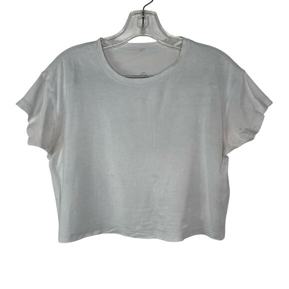 Lululemon Crop Tee Off-White Short Sleeve Size M/L? See Measurements for Sizing - Picture 1 of 5